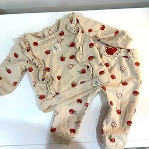 Rabbit Bear Apple Sweatshirt Set